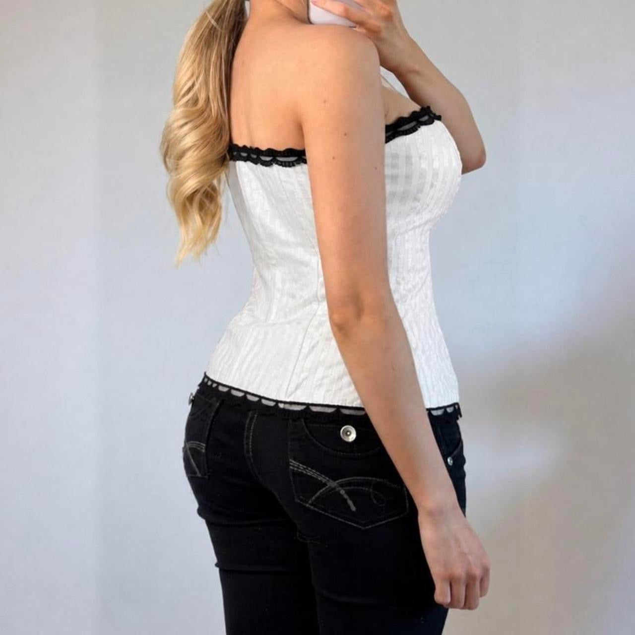 VINTAGE white striped corset top