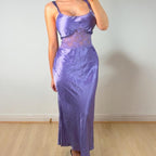 VINTAGE Purple satin slip gown maxi dress