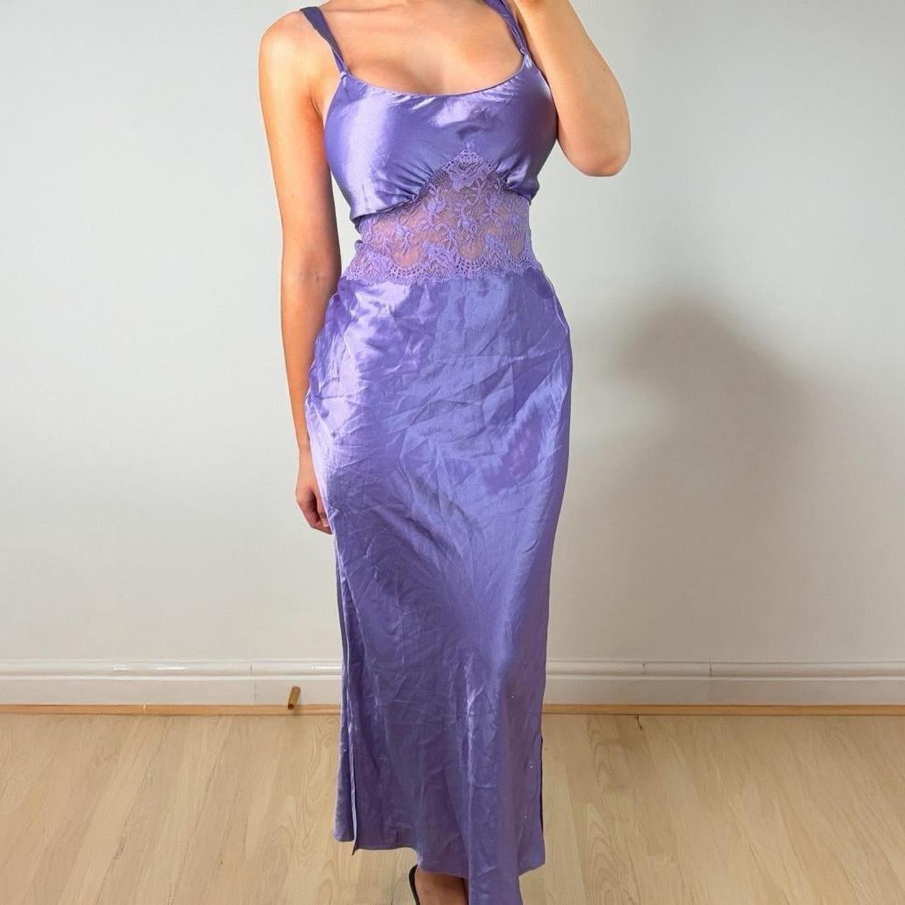 VINTAGE Purple satin slip gown maxi dress