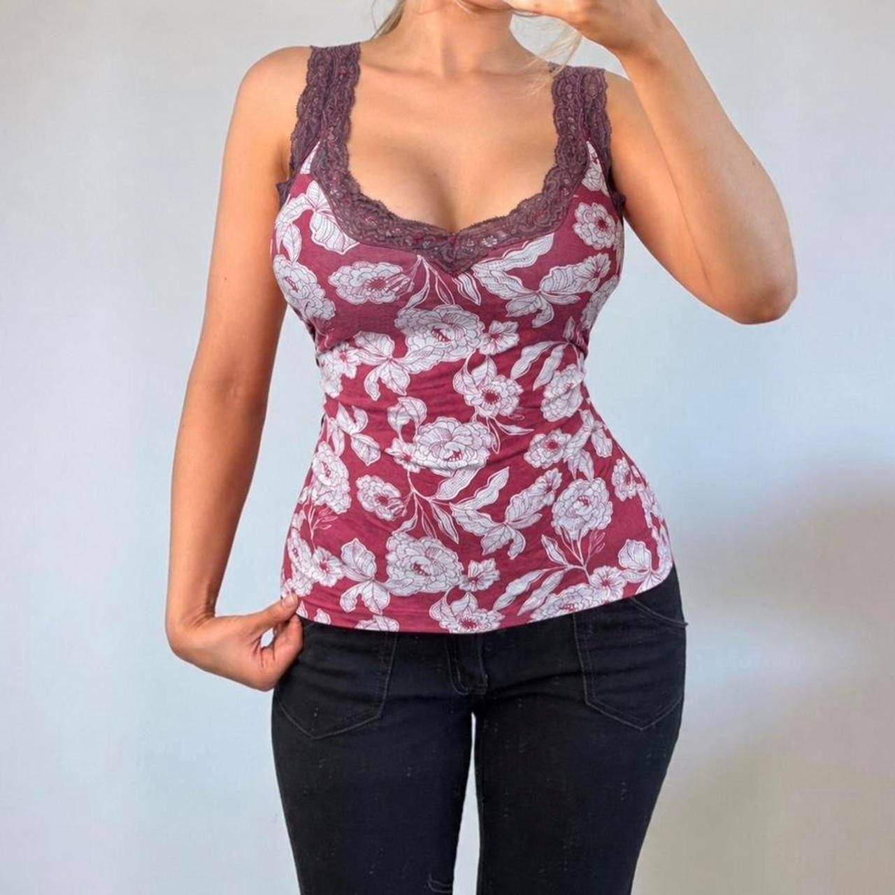 VINTAGE Pink floral vest cami top