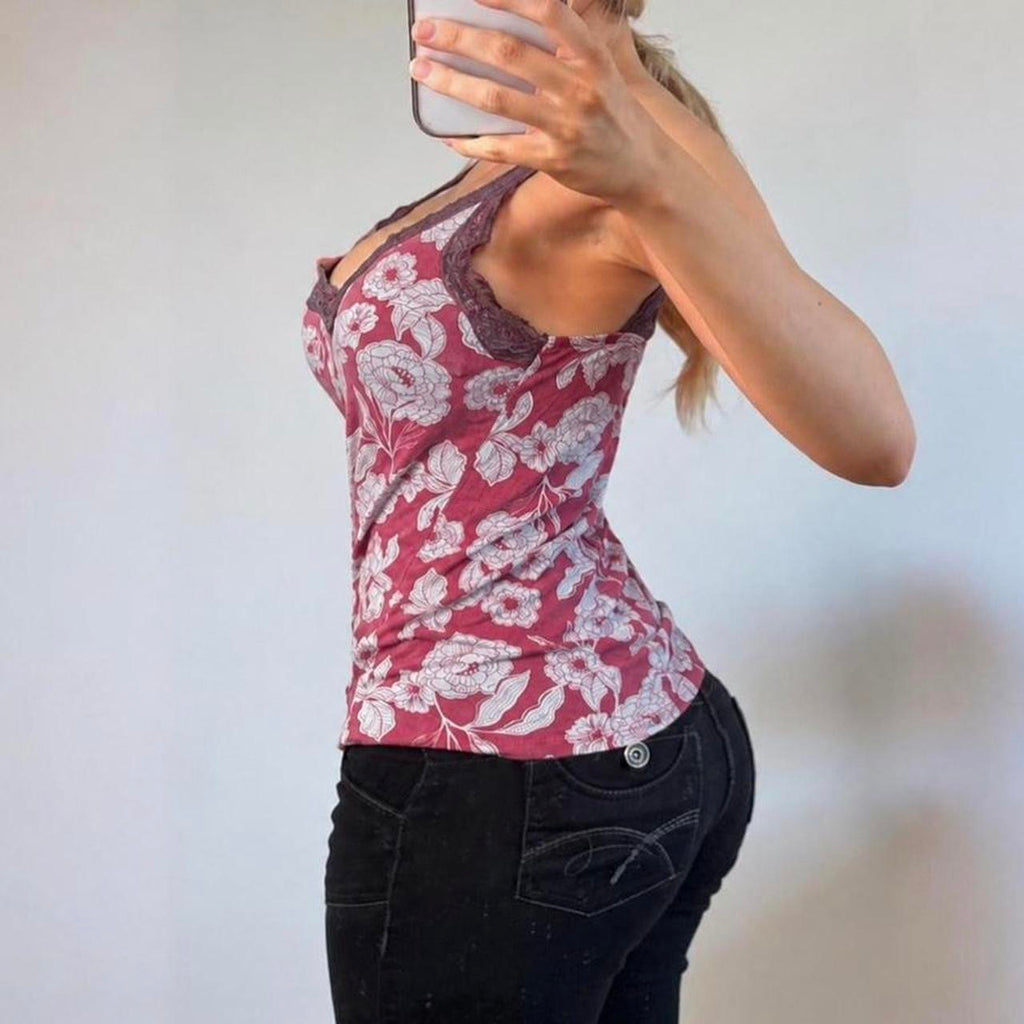 VINTAGE Pink floral vest cami top