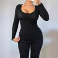 VINTAGE black long sleeve top lace trim