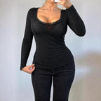 VINTAGE black long sleeve top lace trim