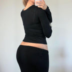 VINTAGE black long sleeve top lace trim