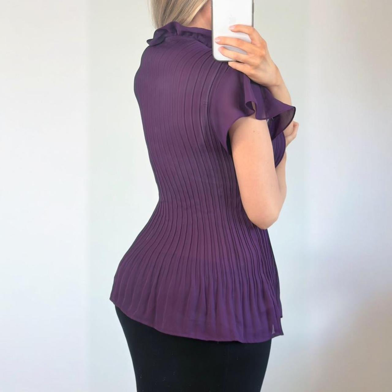 Purple ruffle blouse top