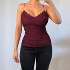 VINTAGE burgundy red lace cami vest top