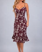 Vintage floral purple midi dress