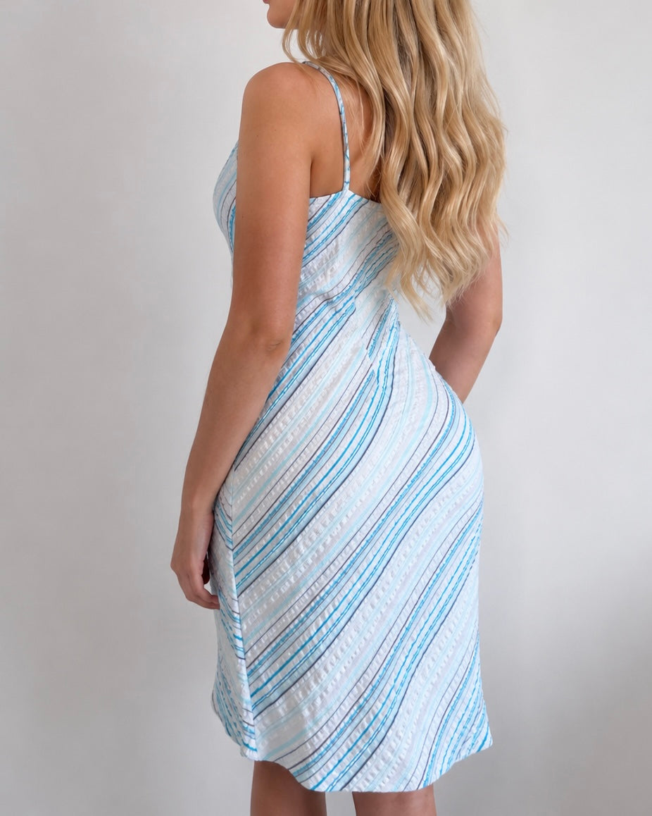 Vintage blue striped midi dress