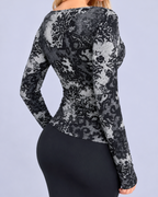 Vintage black wrap long sleeve top