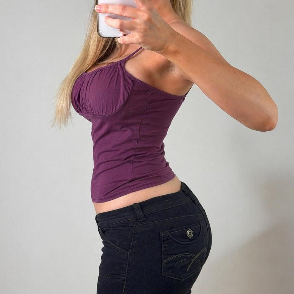 VINTAGE Purple ruched cami top