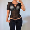 Black sheer blouse top
