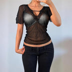Black sheer blouse top