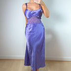 VINTAGE Purple satin slip gown maxi dress