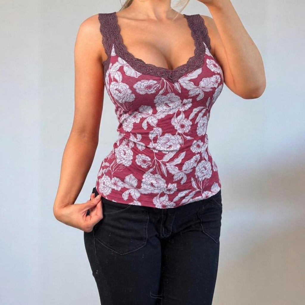 VINTAGE Pink floral vest cami top
