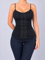 Vintage black lace vest top