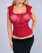 Vintage red polka dot top