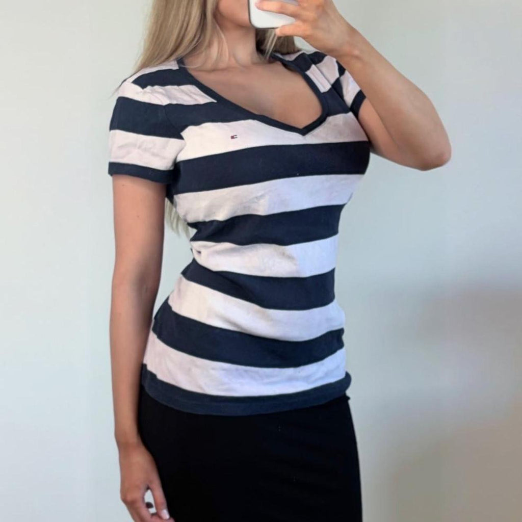 VINTAGE Tommy Hilfiger navy striped t shirt