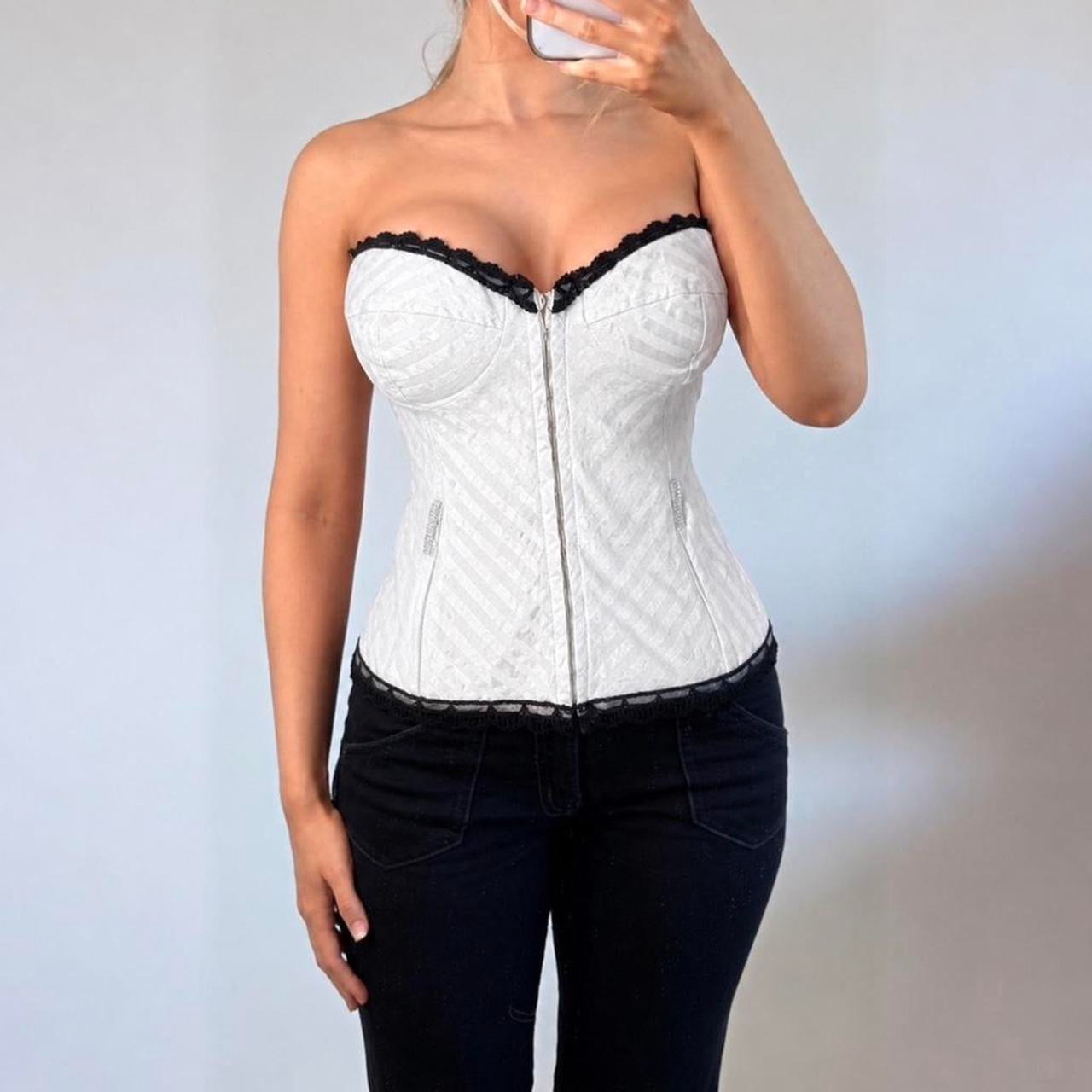 VINTAGE white striped corset top