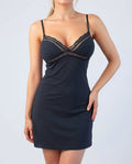 Vintage black polka dot slip mini dress