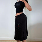 Black knit maxi skirt