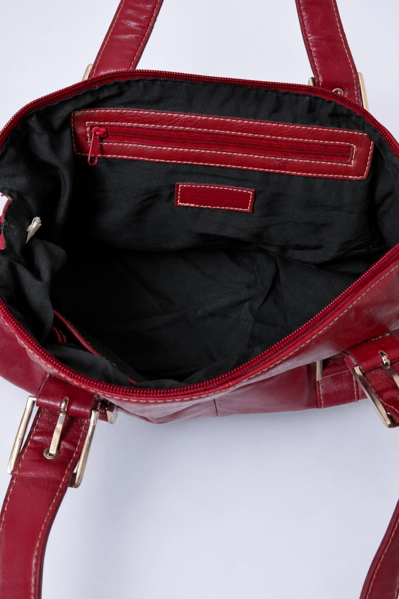 Vintage Worthington burgundy red faux leather handbag