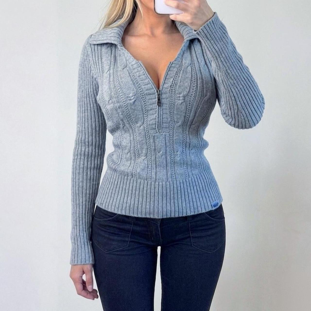 VINTAGE DKNY grey quater zip jumper