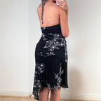 Black floral halter dress
