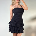 Black ruffle mini dress