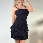 Black ruffle mini dress