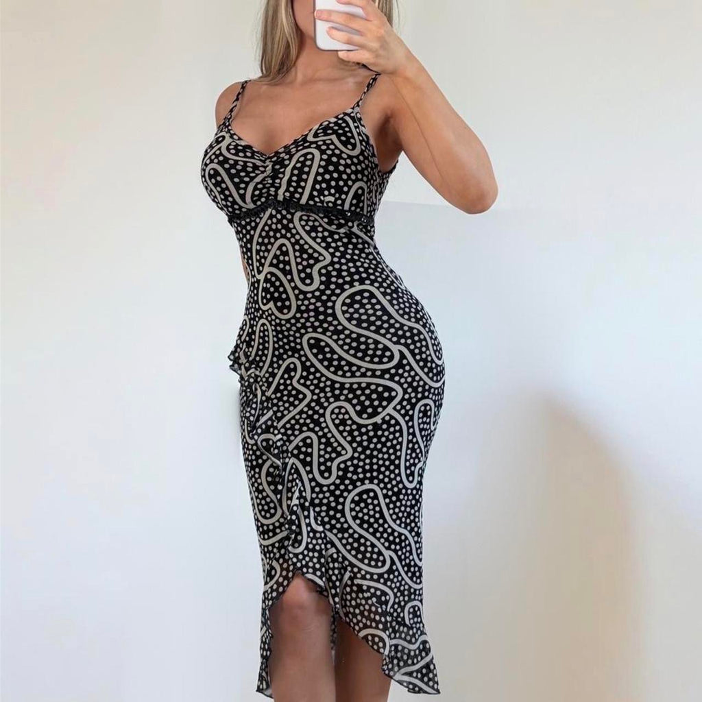 Polkadot black maxi dress