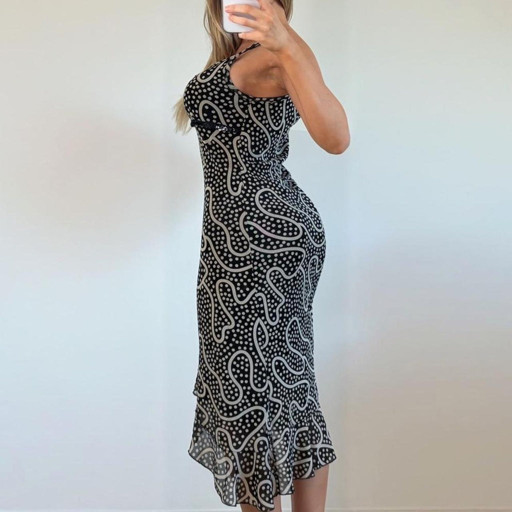 Polkadot black maxi dress