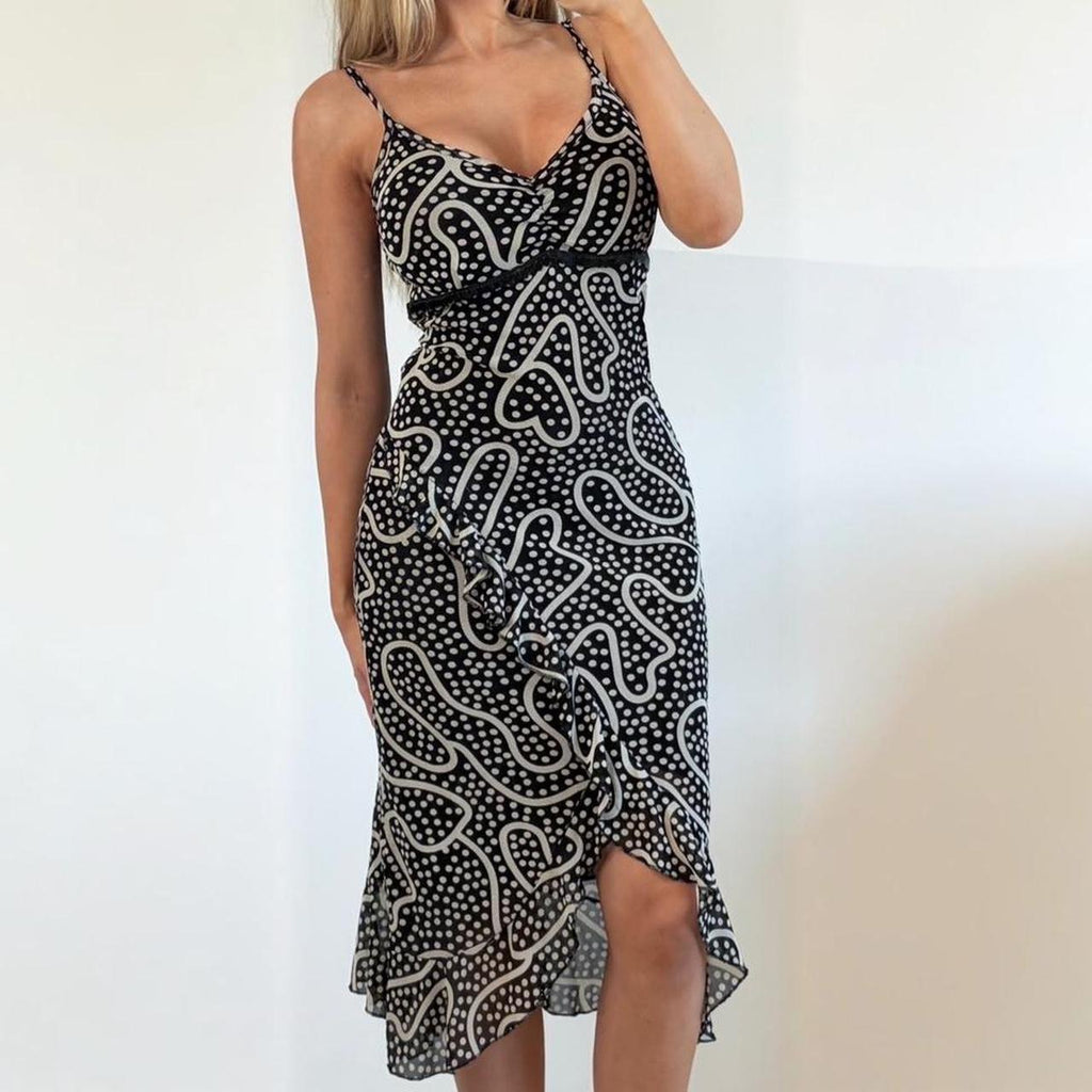 Polkadot black maxi dress
