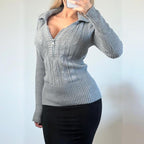 VINTAGE DKNY grey quater zip jumper