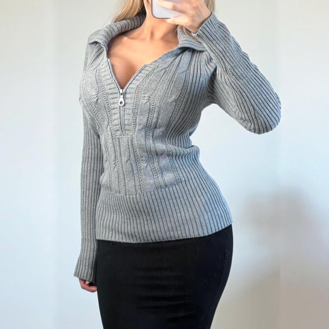 VINTAGE DKNY grey quater zip jumper