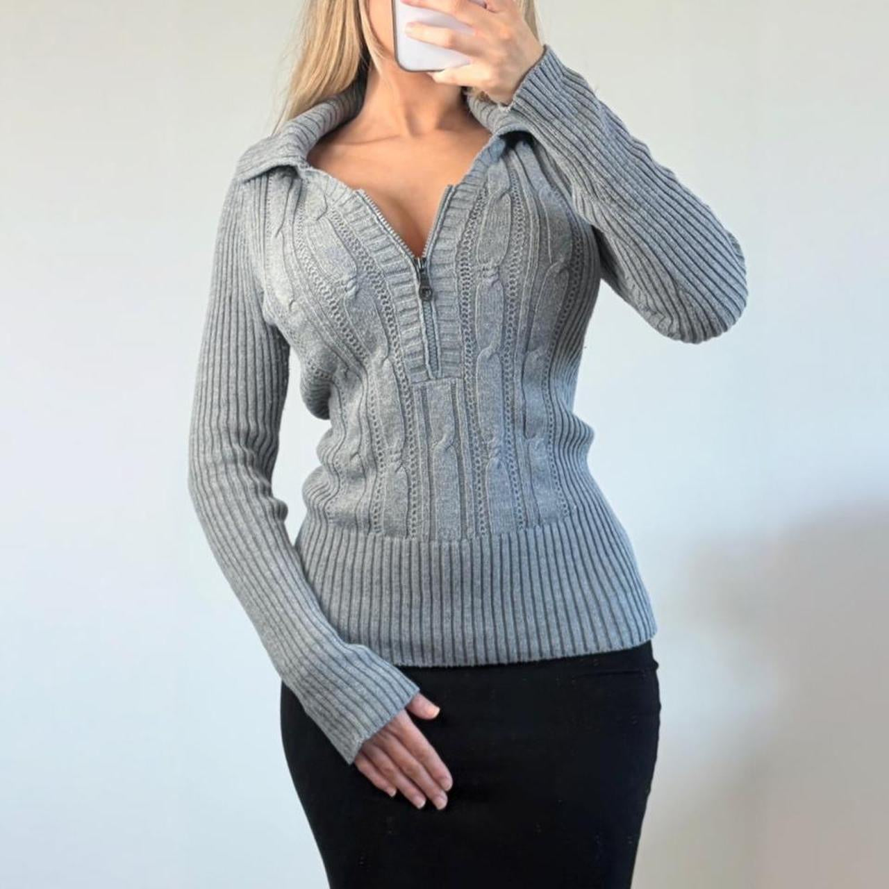 VINTAGE DKNY grey quater zip jumper