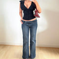 Navy blue flared jeans