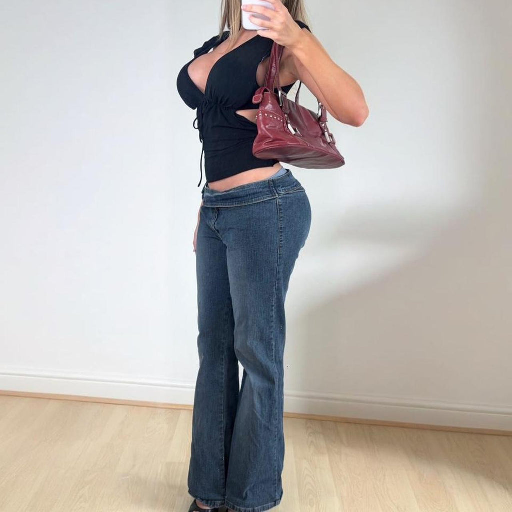Navy blue flared jeans
