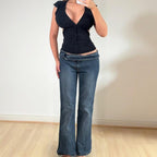 Navy blue flared jeans