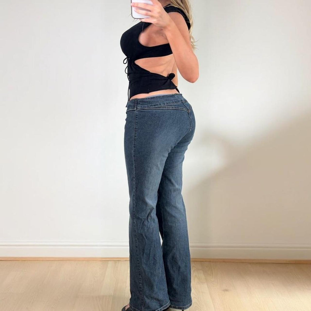 Navy blue flared jeans