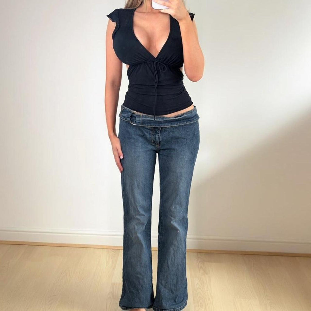 Navy blue flared jeans
