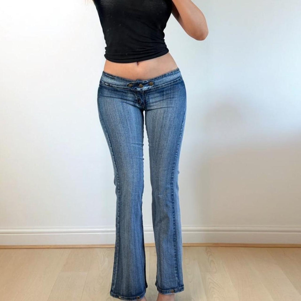 Navy blue flared jeans
