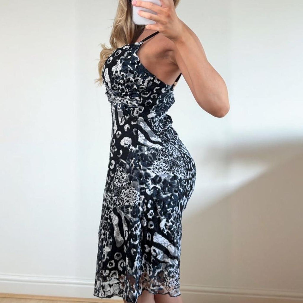 Black and white floral maxi dress