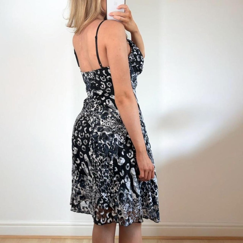 Black and white floral maxi dress
