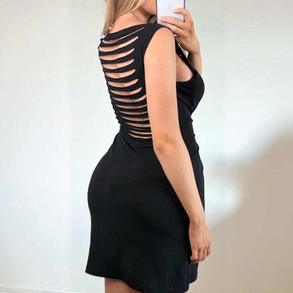 Black cut out mini dress
