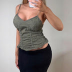 VINTAGE khaki green floral cami top
