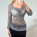 Silver crotchet long sleeve top