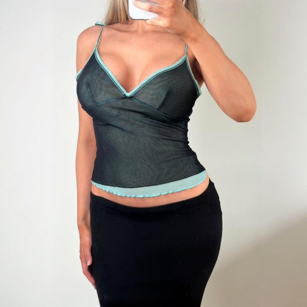 Blue sheer cami top