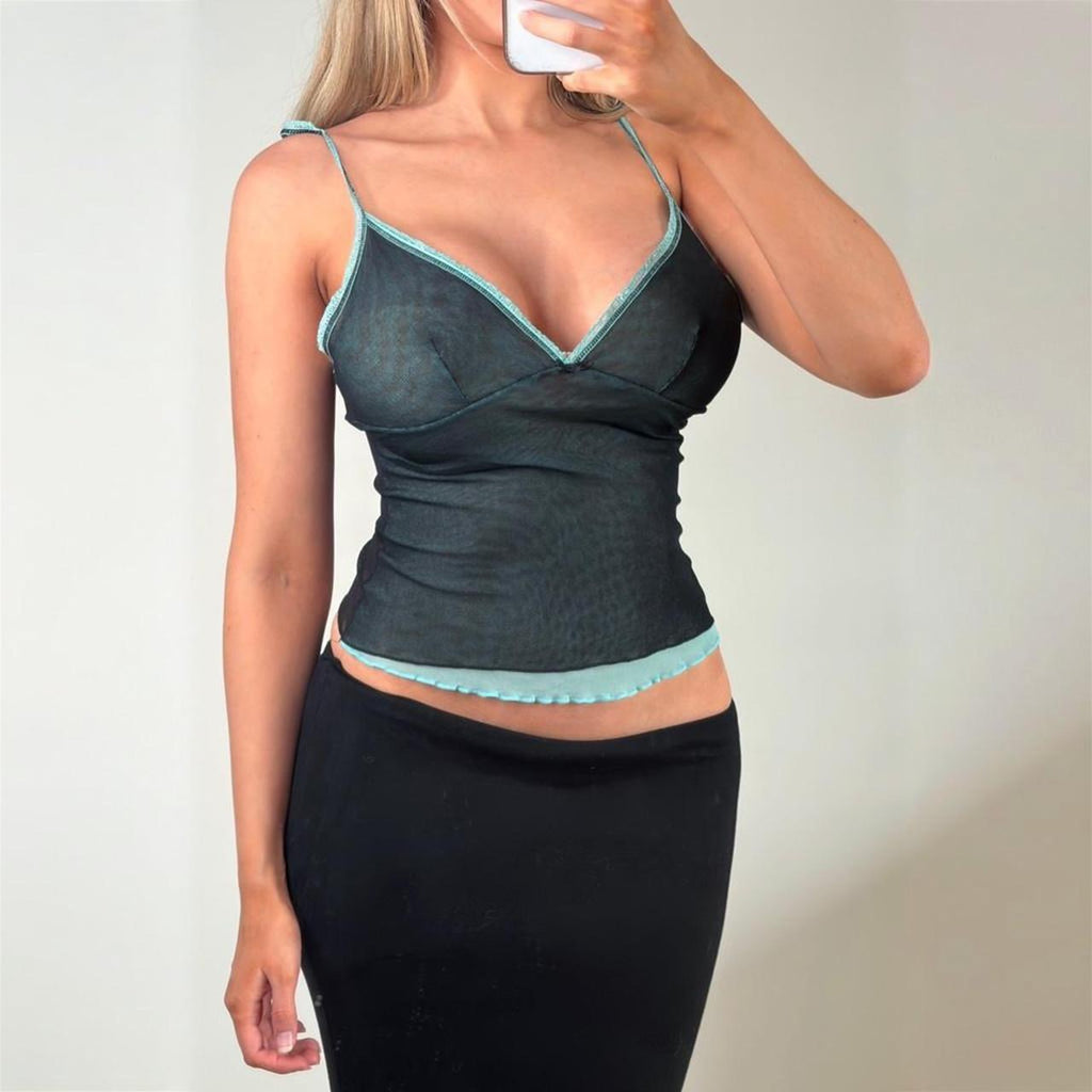 Blue sheer cami top