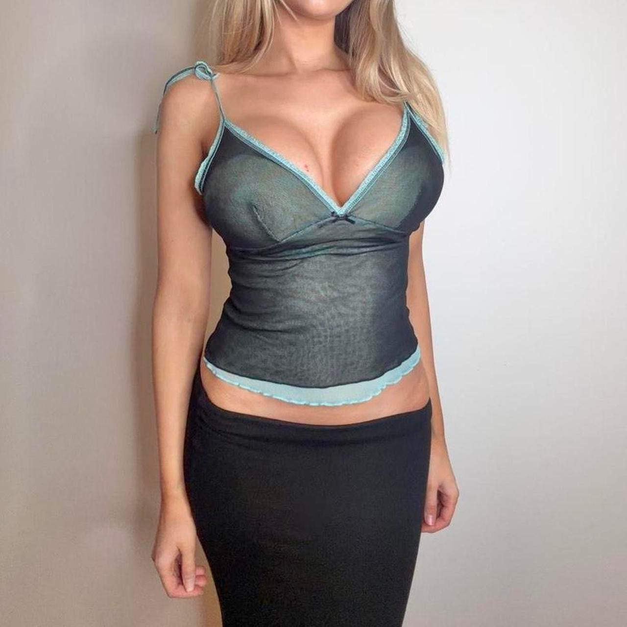Blue sheer cami top
