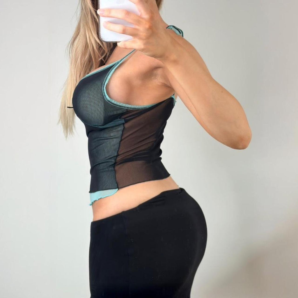 Blue sheer cami top